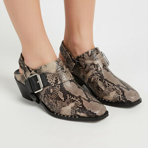 Rebels Vegan Leather Slingback Mule Reptile Snake Print Gray Slipons Sz 7.5 NWT